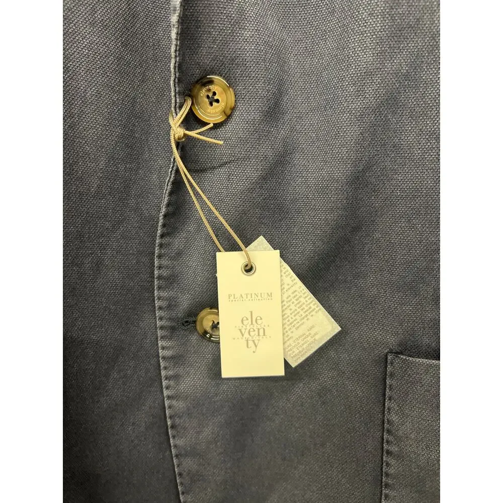 New $995 Eleventy EU sz eu 60 US 48  navy blue solid sport coat jacket midweight